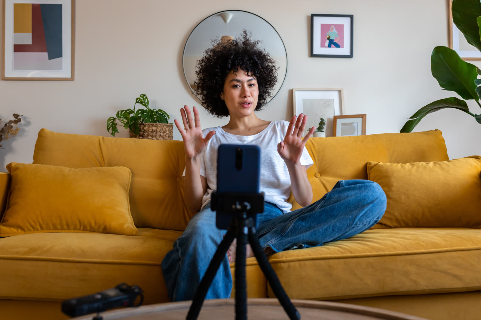 Creator filming direct-to-camera video content.